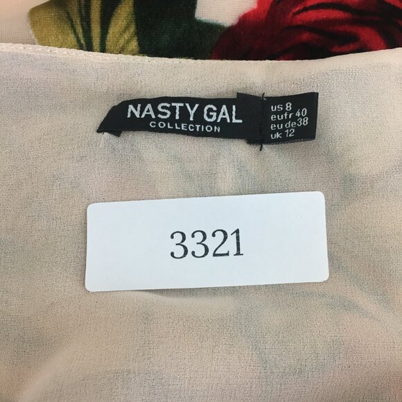 Nasty Gal Size 8 Rose Floral Devore Cowl Slip Mini Dress Party/Cocktail - Picture 15 of 15